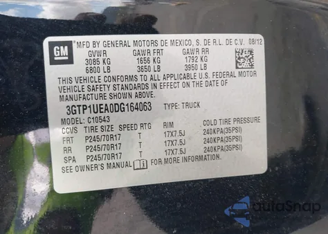 2013 GMC Sierra 1500 Sl z USA, uszkodzony, nr VIN 3GTP1UEA0DG164063